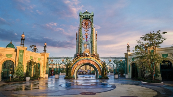 The entrance to EPIC Universe theme park near Rosen Centre Hotel, a family-friendly resort on International Drive in Orlando.