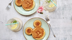 A plate of Mickey Waffles, a delicacy available throughout Walt Disney World.