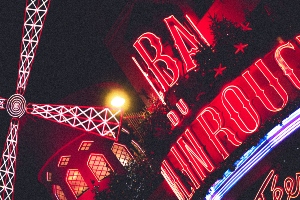 The famous Moulin Rouge Paris cabaret that the musical is based on.