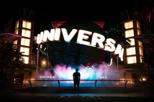 The Universal globe located within Universal's City Walk, where you can find top theme park restaurants in the area. 